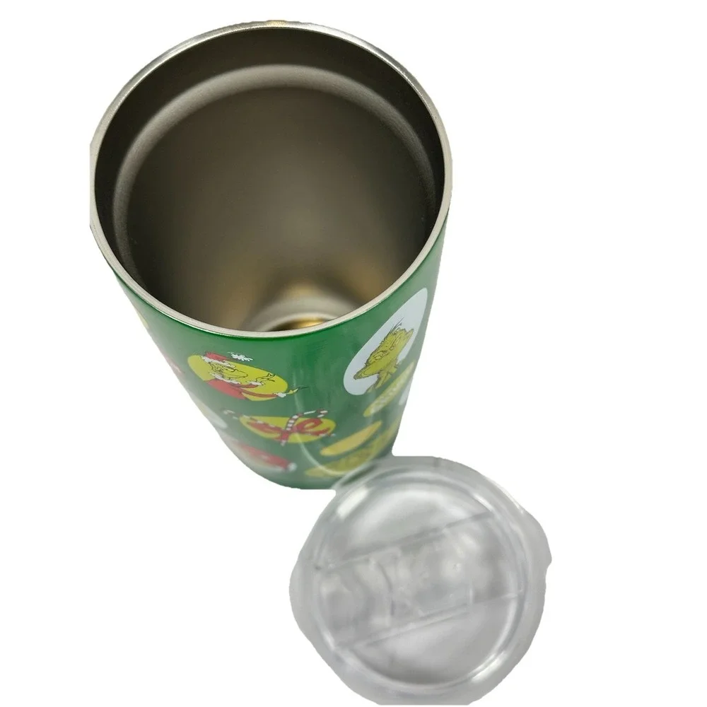 The Grinch 20oz Stainless Steel Tumbler Bioworld Christmas Cup with Lid